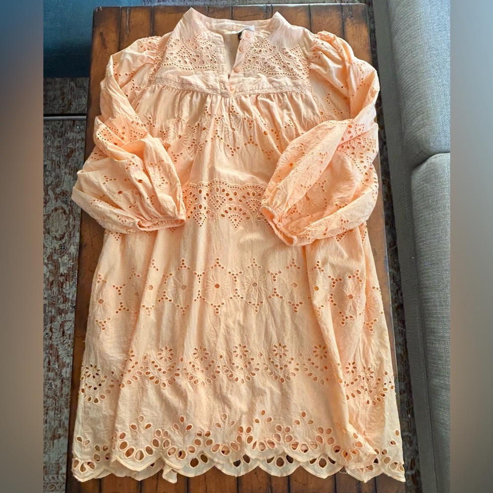 Universal Thread Peach Eyelet Long Sleeve Dress